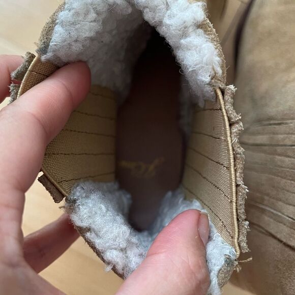 J. Crew Faux Fur Lined Suede Leather Chelsea Ankle Boots In Melted Caramel Tan - Picture 3 of 11